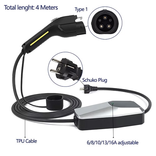 3-EVMOTIONS Zeta EVSE Typ 1 (max. 16A) Elektroauto Ladekabel